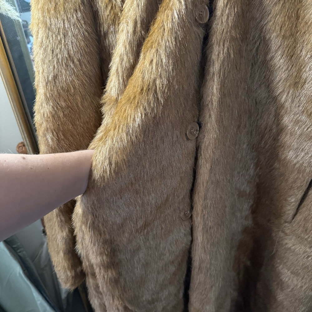 Roamans Black & Brown Reversible Faux Fur Full‑Length Trench Coat Plus Size Cozy - Picture 5 of 16